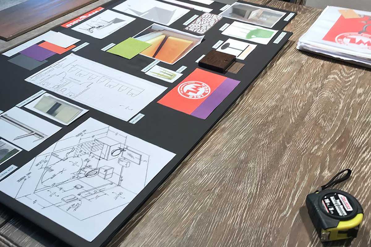 Interior design board for commercial spaces in Austin