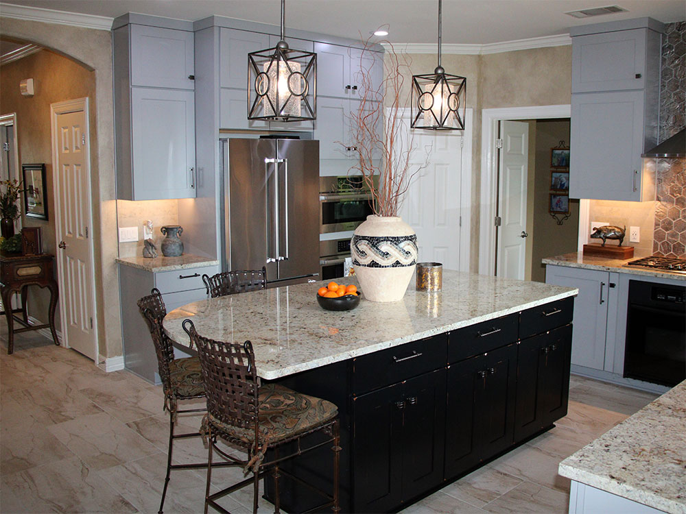 kitchen island with Hawaiian granite