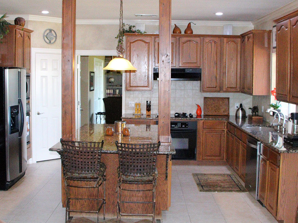 kitchen with wood pillars remodel